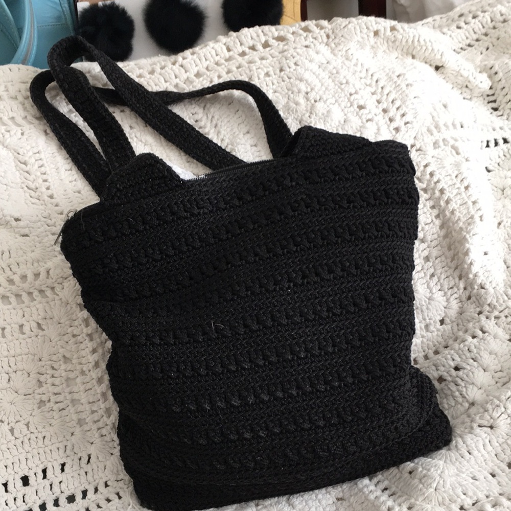 Beautiful SAK Bag Woven Black Material.